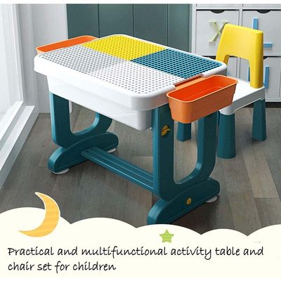5-in-1 Children's Activity Table Play Table Children's Desk with Storage Space, Children's Seating Set, Building Block Table, Sand Table, Water Table with