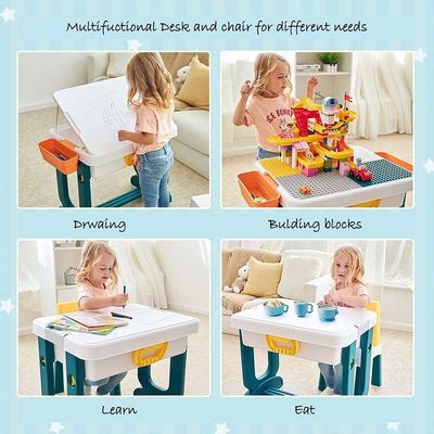 5-in-1 Children's Activity Table Play Table Children's Desk with Storage Space, Children's Seating Set, Building Block Table, Sand Table, Water Table with