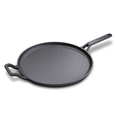 Prestige Cast Iron Flat Tawa 28 Cm ,Induction Cast Iron Tawa Pan For Roti/Chapati/Dosa With Stick Handle ,Pre-Seasoned Cast Iron Cookware