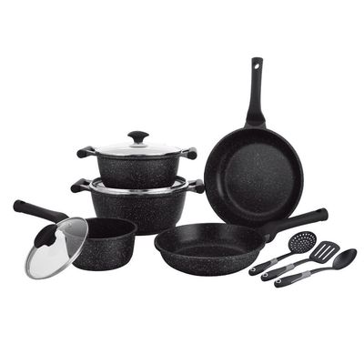Prestige Essentials Nonstick Pots And Pans Cookware Set 11 Pieces - Black