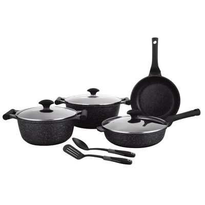 Prestige Essentials Nonstick Pots And Pans Cookware Set 9 Pieces - Black