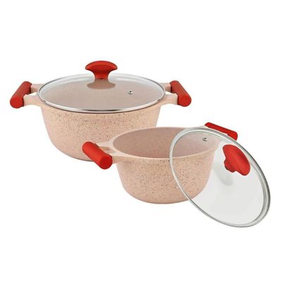 Prestige Essentials Nonstick Pots And Pans Cookware Set 9 Pieces - Pink