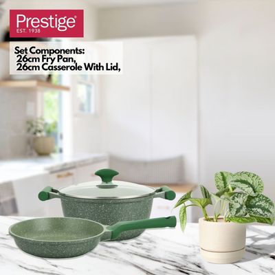Prestige Essentials Granite NonStick Pot And Pan Cookware Set 2 Pieces - Green