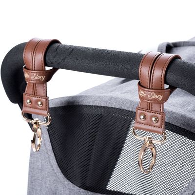 Little Story Premium Stroller Hooks - Brown