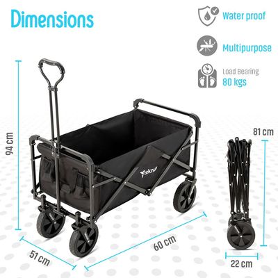 Teknum Folding Wagon Cart w / Canopy - Black