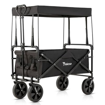 Teknum Folding Wagon Cart w / Canopy - Black