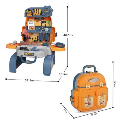 Little Story Role Play Mechanic / Tools Station Toy Set School Bag (23 Pcs) - Yellow, 3 - In - 1 Mode