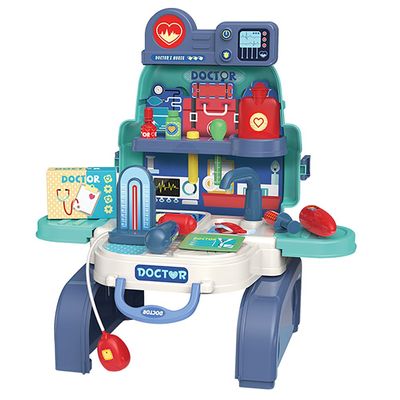 Little Story Role Play Doctor/Nurse/Clinic Toy Set School Bag (23 Pcs) - Blue, 3-In-1 Mode