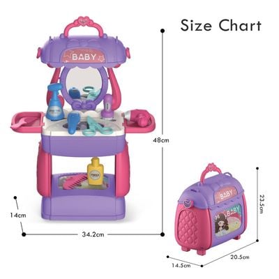 Little Story Role Play Beautician / Salon / Beauty Parlor Toy Set Satchel (21Pcs) - Purple, 3 - In - 1 Mode