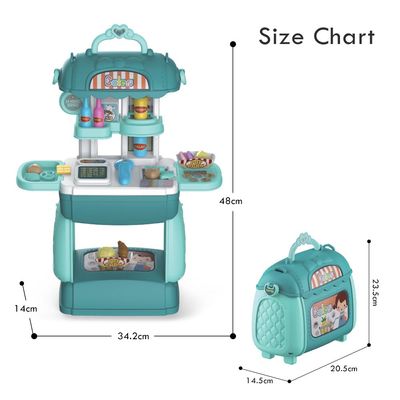 Little Story Role Play Shopkeeper/Supermarket Toy Set Satchel (35 Pcs) - Green, 3-In-1 Mode