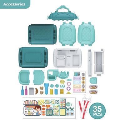 Little Story Role Play Shopkeeper / Supermarket Toy Set Satchel (35 Pcs) - Green, 3 - In - 1 Mode