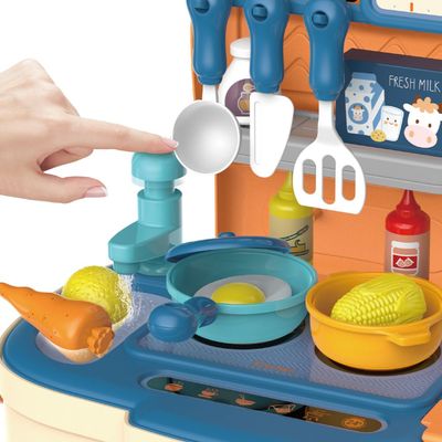 Little Story Role Play Chef/Kitchen/Restaurant Toy Set School Bag (34 Pcs) - Blue, 2-In-1 Mode