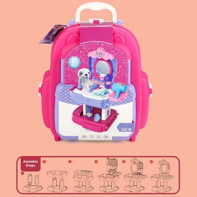 Little Story Role Play Animal Care/Pet House Toy Set School Bag (21 Pcs) - Purple, 2-In-1 Mode