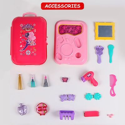 Little Story Role Play Beautician/Make Up Box Backpack (21 Pcs) - Pink