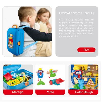 Little Story Role Play Engineering/Construction Site Box With Dough Backpack (42 Pcs) - Blue