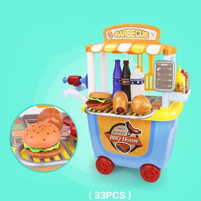 Little Story Role Play BBQ Station/ Food Cart (33 Pcs) - Blue
