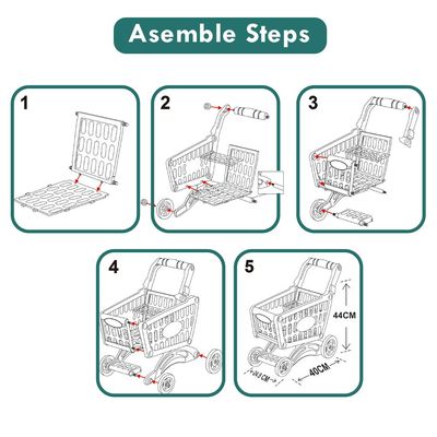 Little Story Role Play Market Shopping Cart Toy Set (56 Pcs) - Pink