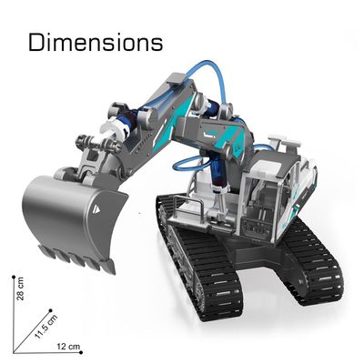 Little Story DIY Hydraulic Power Principle based 3 - IN - 1 Excavator / Bulldozer / JCB Toy (130 Pcs), STEM Series - Grey