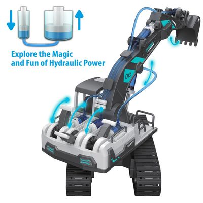 Little Story DIY Hydraulic Power Principle based 3-IN-1 Excavator/ Bulldozer/ JCB Toy (130 Pcs), STEM Series - Grey