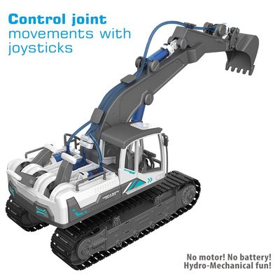 Little Story DIY Hydraulic Power Principle based 3 - IN - 1 Excavator / Bulldozer / JCB Toy (130 Pcs), STEM Series - Grey