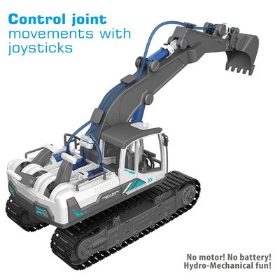 Little Story DIY Hydraulic Power Principle based 3-IN-1 Excavator/ Bulldozer/ JCB Toy (130 Pcs), STEM Series - Grey