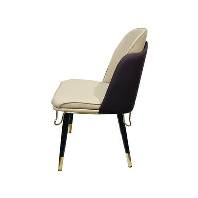 Maple Home Leather Accent Armless Dining Chair Wide Back With Metal Legs Gold Piping Upholstered Comfort Kitchen Living Room Furniture 