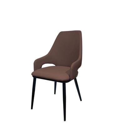 Maple Home Modern Dining Chair Artificial Leather Accent Arm Ordinary Comfortable Backrest Metal Legs Upholstered Kitchen Dining Restaurant Furniture