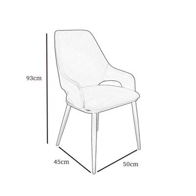 Maple Home Modern Dining Chair Artificial Leather Accent Arm Ordinary Comfortable Backrest Metal Legs Upholstered Kitchen Dining Restaurant Furniture