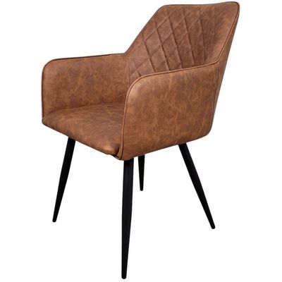 Maple Home Leather Accent Arm Dining Chair Wide Back With Metal Legs Kitchen Living Room Furniture