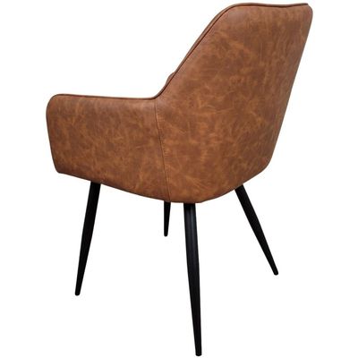 Maple Home Leather Accent Arm Dining Chair Wide Back With Metal Legs Kitchen Living Room Furniture