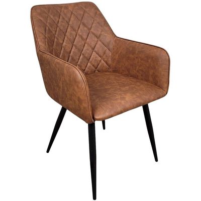 Maple Home Leather Accent Arm Dining Chair Wide Back With Metal Legs Kitchen Living Room Furniture