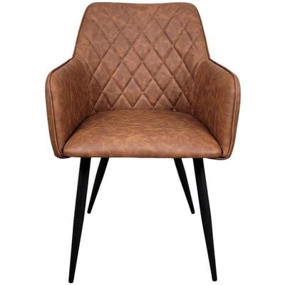 Maple Home Leather Accent Arm Dining Chair Wide Back With Metal Legs Kitchen Living Room Furniture