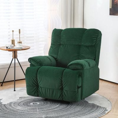 Maple Home Decoration Recliner Sofa Velvet Shaking Rocking Chair Swivel Super Soft Padded Seat Rocker Recliner Nursing Reading Living Room Theater Single Sofa Recliner