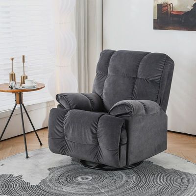 Maple Home Decoration Recliner Sofa Velvet Shaking Rocking Chair Swivel Super Soft Padded Seat Rocker Recliner Nursing Reading Living Room Theater Single Sofa Recliner