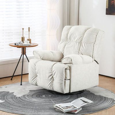 Maple Home Decoration Recliner Sofa Velvet Shaking Rocking Chair Swivel Super Soft Padded Seat Rocker Recliner Nursing Reading Living Room Theater Single Sofa Recliner