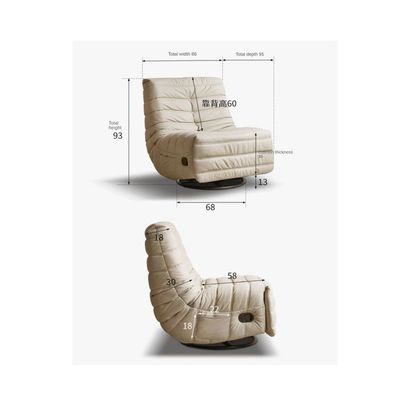 Maple Home Recliner Sofa Chair with 360°Swivel Rocking Adjustable Footrest Nordic Style Single Sofa Lounge Living Room Bedroom Balcony Gaming Indoor Home Theater Furniture