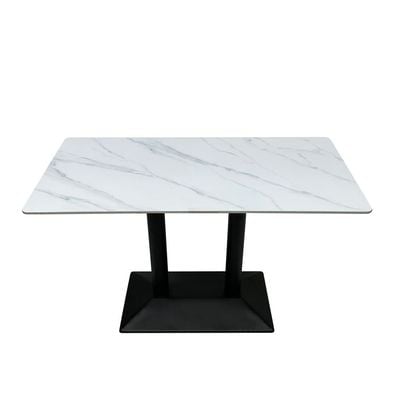 Maple Home Decoration Rectangle Dining Table Marble Pattern Top Minimalist Modern Style Black Metal Frame Table Size Restaurant dining room Living Room Kitchen Home Office Table 70*120cm