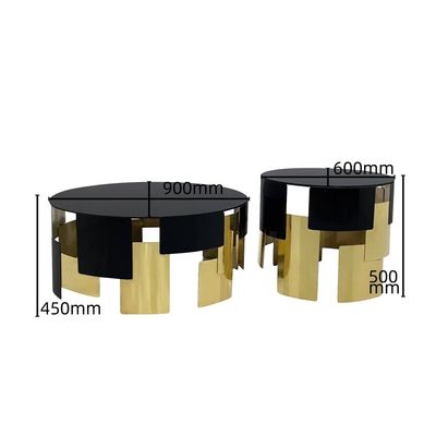 Maple Home Coffee Table Set Of Two Nested Marble Pattern Veneer Table Top Leisure Golden Metal Side Tables  