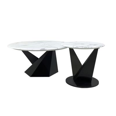 Maple Home Coffee Table Two Set Nordic Marble Pattern Tabletop Luxury Black Stainless Steel Frame Coffee Tables