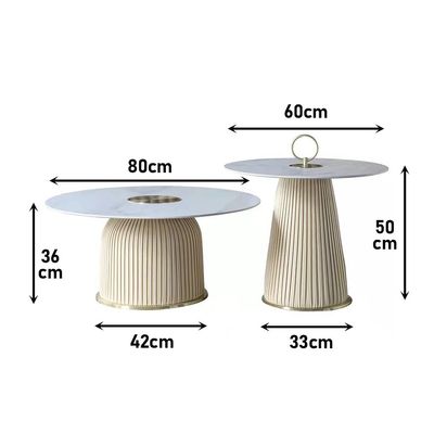 Maple Home Coffee Table Sofa Tea Side Table Modern Nesting Golden Frame Round Tables Marble Pattern Living Room Apartment Furniture Set