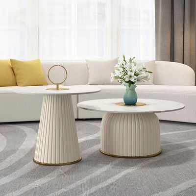 Maple Home Coffee Table Sofa Tea Side Table Modern Nesting Golden Frame Round Tables Marble Pattern Living Room Apartment Furniture Set