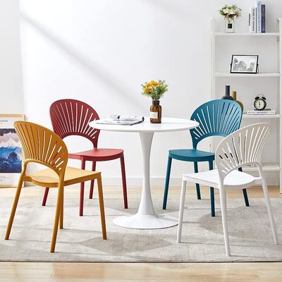 Maple Home Dining Chairs Plastic Stacking Modern Molded Side Chair  Kitchen and Dining Room Chair Indoor Outdoor