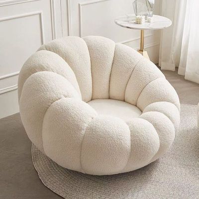 Maple Home Nordic Pumpkin Lazy Couch Lamb Plush Fabric 362°Swivel Sofa Leisure Armchair Backrest With Footrest Creative Luxury Modern Living Bedroom Home Furniture