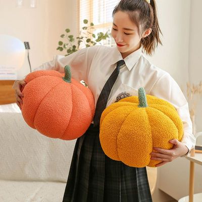 Maple Home Pumpkin Pillow 3D Fleece Fabric Throw Plush Decorative Cushion Stuffed Fluffy Halloween Bedroom Sofa