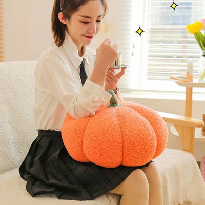 Maple Home Pumpkin Pillow 3D Fleece Fabric Throw Plush Decorative Cushion Stuffed Fluffy Halloween Bedroom Sofa