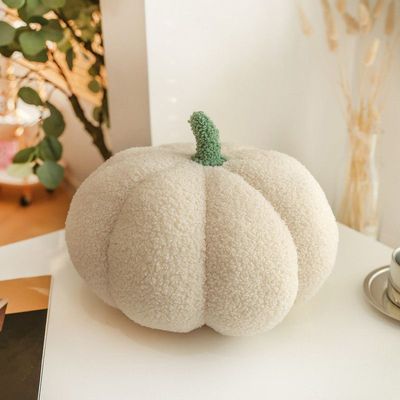 Maple Home Pumpkin Pillow 3D Fleece Fabric Throw Plush Decorative Cushion Stuffed Fluffy Halloween Bedroom Sofa