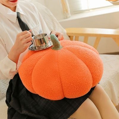 Maple Home Pumpkin Pillow 3D Fleece Fabric Throw Plush Decorative Cushion Stuffed Fluffy Halloween Bedroom Sofa