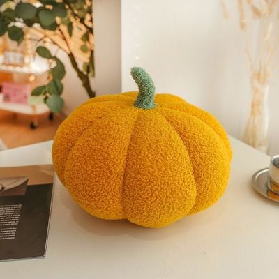 Maple Home Pumpkin Pillow 4D Fleece Fabric Throw Plush Decorative Cushion Stuffed Fluffy Halloween Bedroom Sofa