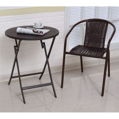 Maple Home Rattan Table Chair Set Wicker 2Chair 1 Table Patio Outdoor Garden Balcony Poolside Furniture 