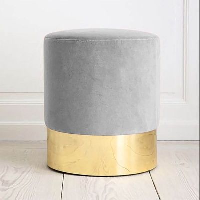 Maple Home Modern Round Ottoman Accent multifunctional Gold Plating Base Velvet Upholstered Footrest Mushroom Stool Soft Padded Seat Vanity Chairs Make-up Living Room Bedroom Patio Furniture